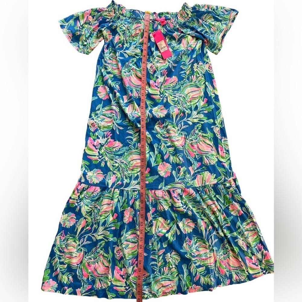 LILLY PULITZER Small Merle Midi dress Blue Flare Fancy Fins - Picture 5 of 15